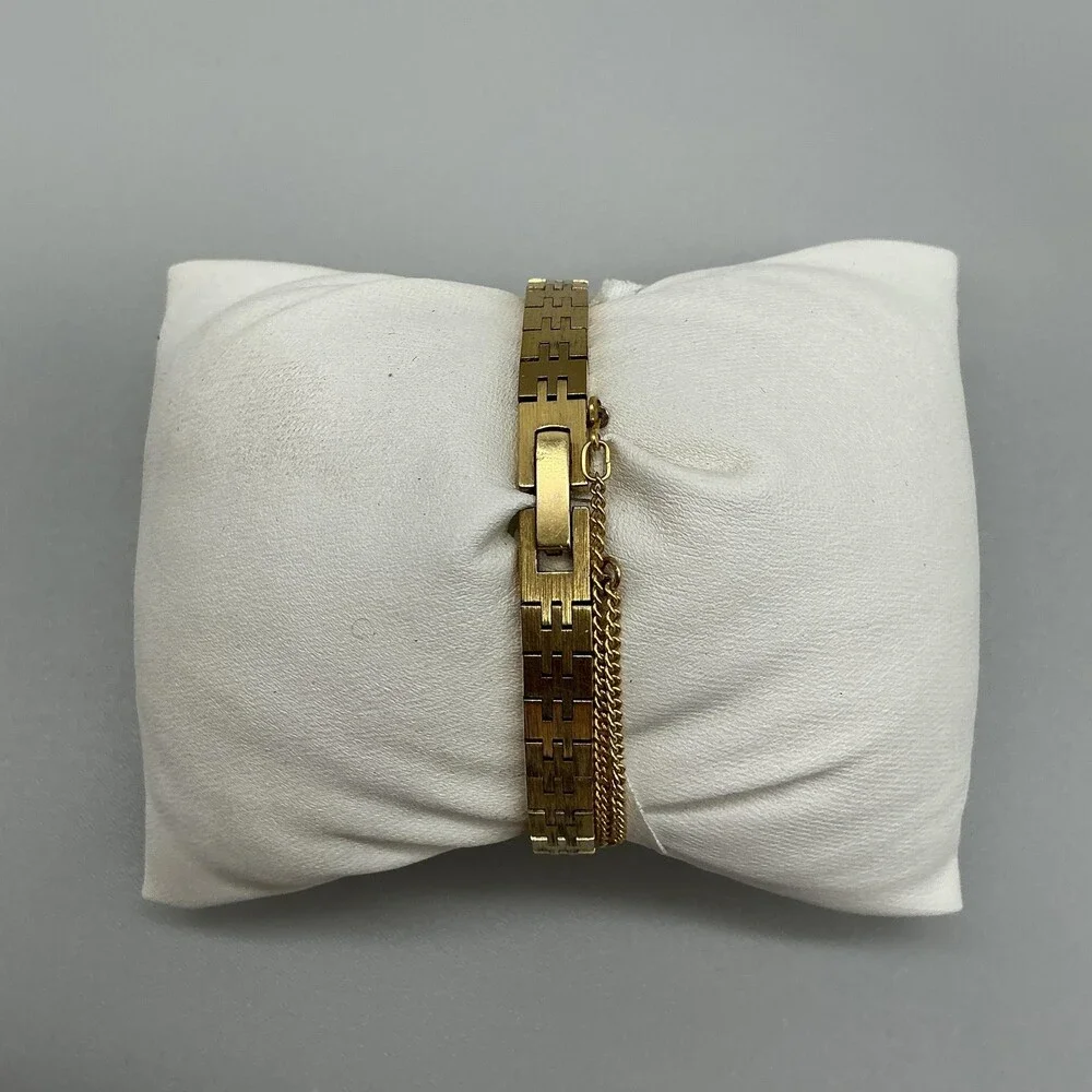 Vintage Pulsar Womens Watch 12mm Gold Tone Rectangle V201-2290 New Battery 5.5